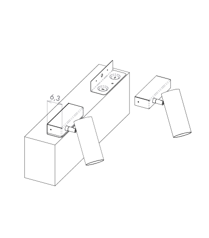 White installation kit on beams and horizontal surfaces