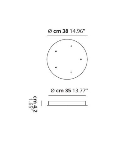 Ø 38cm baltos spalvos skirtas 5 šviestuvams Lubinis tvirtinimas