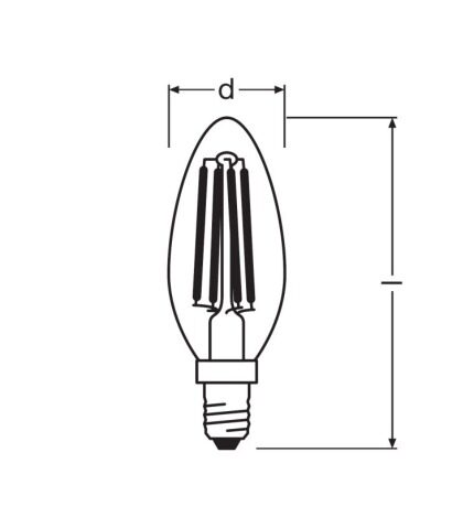 Lemputė nedimeriuojama LED E14 4W 2700K 470lm FIL 300° Candle