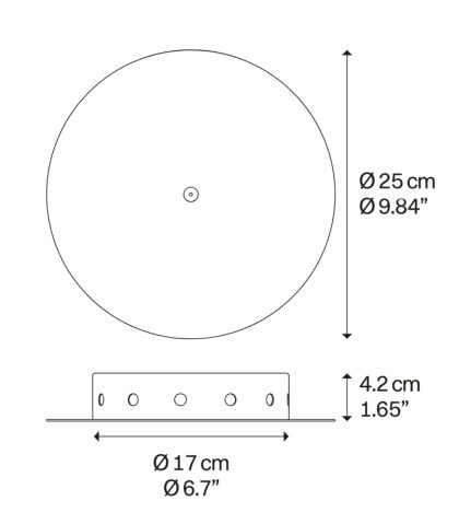 Ø 25 cm baltos matinės spalvos skirtas 12 vnt. šviestuvų lubinis tvirtinimas R10L12 1000