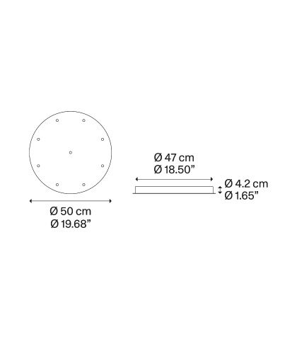 Lubinis tvirtinimas Ø 50cm baltos spalvos skirtas 9 šviestuvams