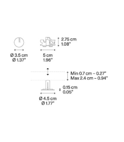 Ø4,5 cm Chromo spalvos lubinis įleidžiamas mikro tvirtinimas  1 šviestuvui