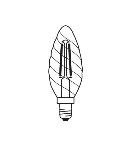 Bulb non-dim LED E14 4W 2700K 470lm 300° BW FIL