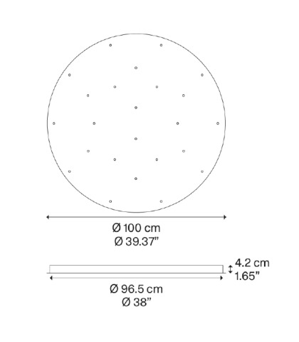 Ø 100 cm baltos spalvos skirtas 24 šviestuvams lubinis tvirtinimas R04L24 1000