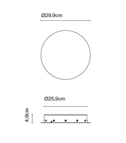 Apvalus lubinis tvirtinimas Ø29,9cm skirtas 9 24V šviestuvams –  50W valdymas Phase cut (su srovės šaltiniu)