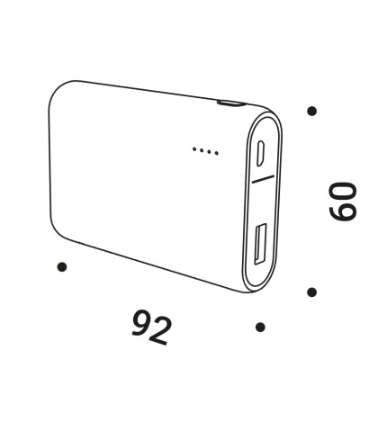 Power bank 10000mAh/36Wh - Output 5V DC Battery life ten hours