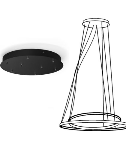 Lubinis dangtelis dviems ZERO SHAPES šviestuvams. Su maitinimo šaltiniais 2 x 60W / 24V DALI/Push DIM. Juodos spalvos