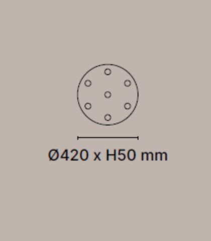 Ceiling mounting surface for 7 luminaires on-off matt white varnished metal